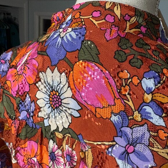 Anthropologie Vale Maxi Dress size XS petite XSP shirtdress retro floral - Picture 6 of 11